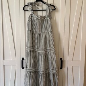 Anthropologie Navy and White Striped Maxi Dress